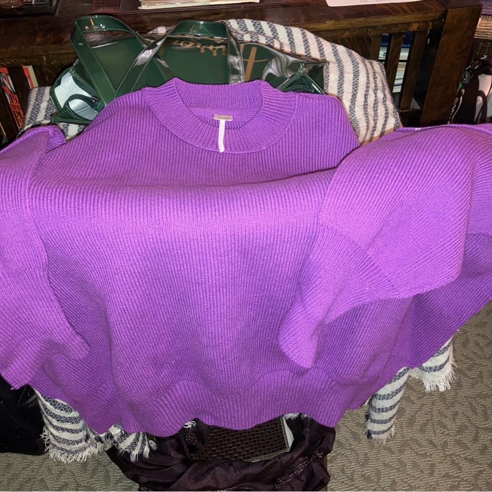 Free People Purple Crew Neck Sweater